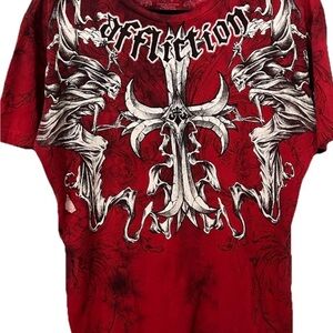 Affliction Red Short Sleeve Tee
